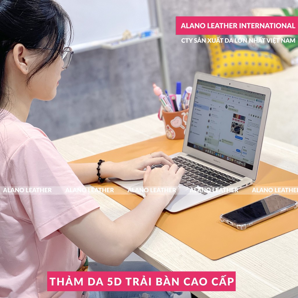 [Hình Thật / Giá Xưởng] Thảm Da Trải Bàn 5D Màu Vàng Bò Chống Thấm, Chống Trầy, Tiện Lợi, Bảo hành 2 Năm Tại Xưởng