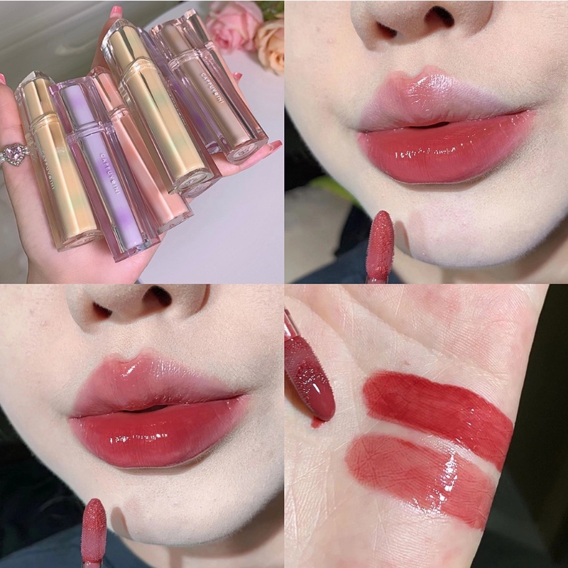 Cappuvini Son Bóng Pha Lê 3D Chống Nước Lâu Trôi Không Dính Cốc Chất Lượng Cao Iced Tea Mirror Surface Lip Glaze