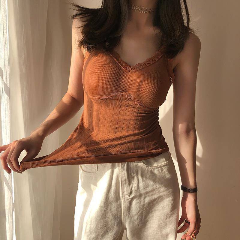 Áo 2 dây 💋SALE💋 áo hai dây nữ💋viền Ren chất cotton croptop bản to có đệm nâng ngực dáng dài có mút ngực