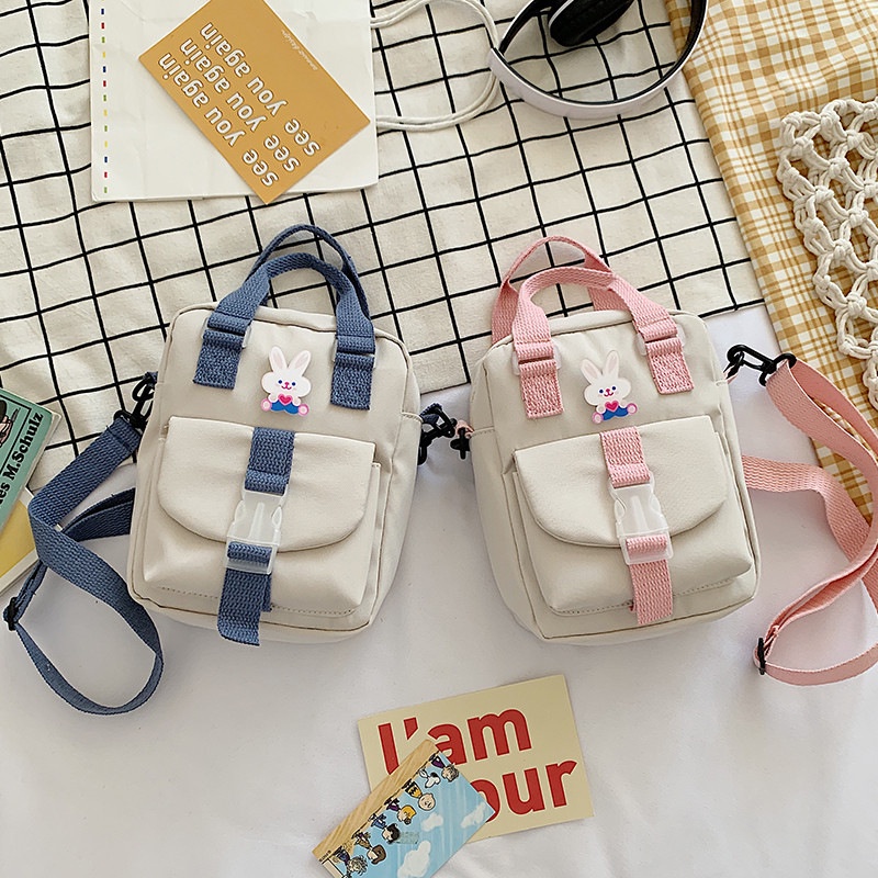 Túi Đeo Chéo Vải Canvas Mềm Kiểu Vuông Nhỏ Gọn Thời Trang Cho Nữ