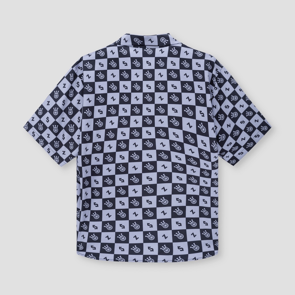 Áo sơ mi local brand Clownz x SGS họa tiết Monogram, form rộng, unisex