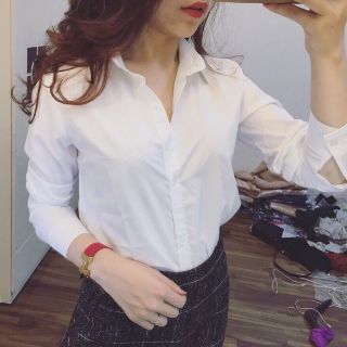 Áo SơMi Nữ Trắng Trơn Basic Dài Tay