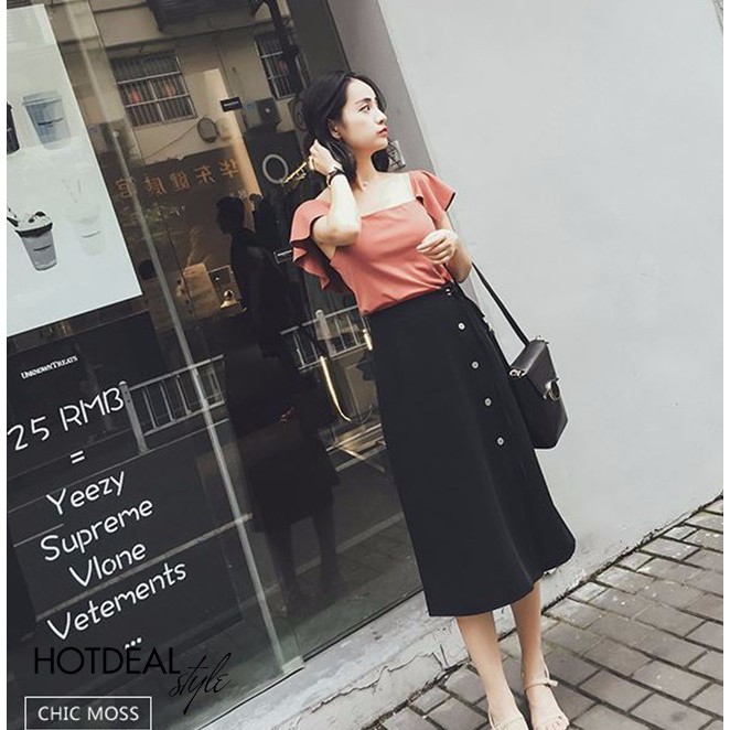 ❣️FREESHIP❣️Chân Váy Chữ A Phối Nút Anie