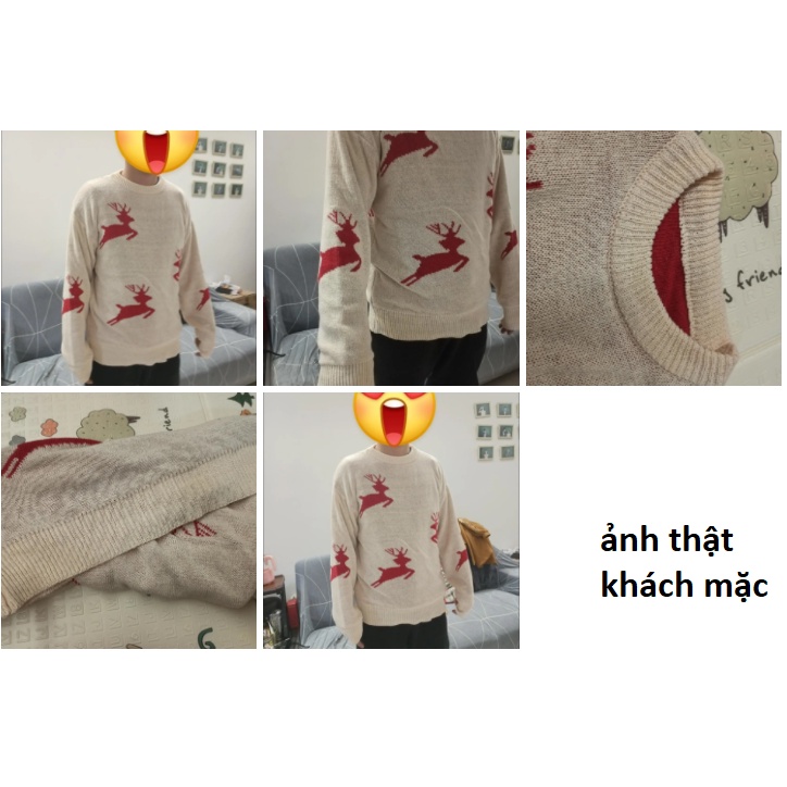 【Keroro】Áo len dài tay in hình chú tuần lộc nam nữm ặc đều xinhh | BigBuy360 - bigbuy360.vn