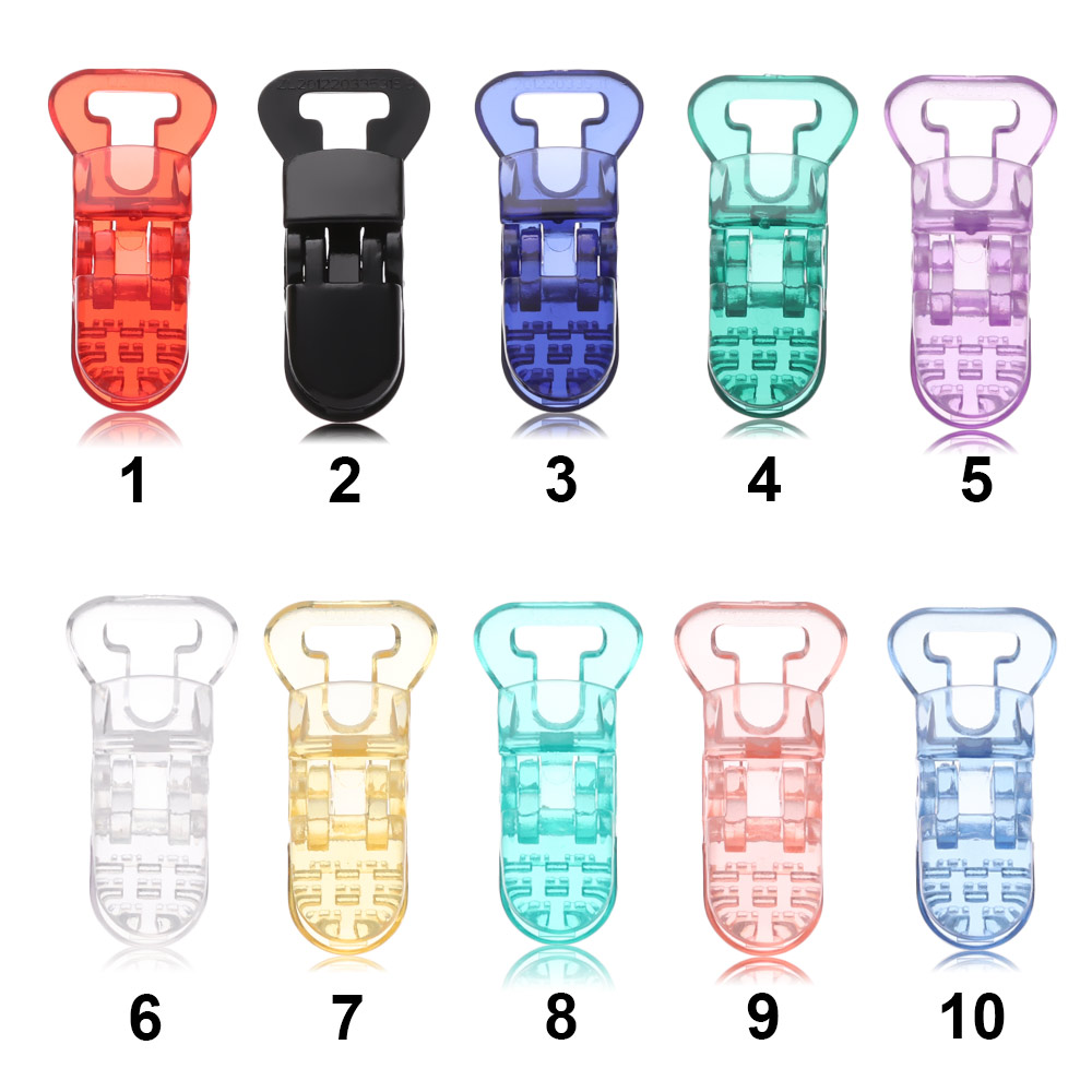 Set 10 Dây Kẹp Núm Vú Giả 10 Màu Bằng Nhựa Trong Suốt 10mm