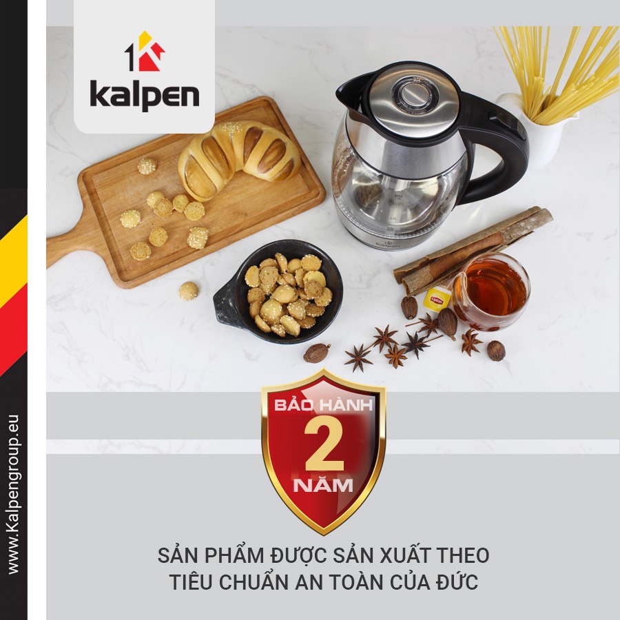 Ấm đun nước siêu tốc thủy tinh cao cấp Kalpen điêu chỉnh nhiệt độ KK66 K88 kALPEN công nghệ đức