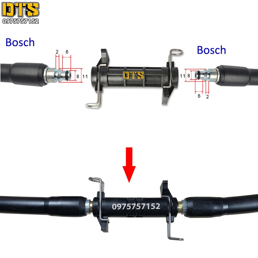 Bộ dây phun áp lực nối dài dây máy rửa xe Bosch, kết nối nhanh, cao cấp - Máy phun rửa áp lực cao Bosch AQT