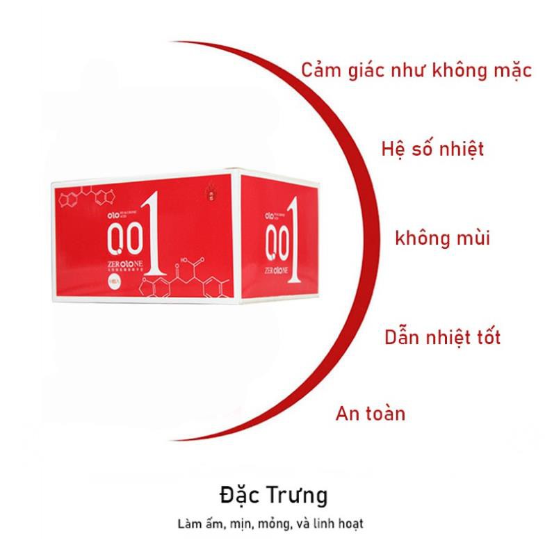 Bao Cao Su Siêu Mỏng OLO 001 Goddess Bao Cao Su Nhiều Gel Bôi Trơn 1 hộp 10 BCS