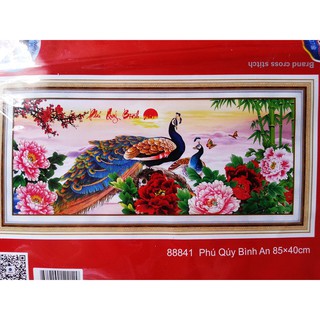 Tranh thêu chữ thập phú quý bình an 88841