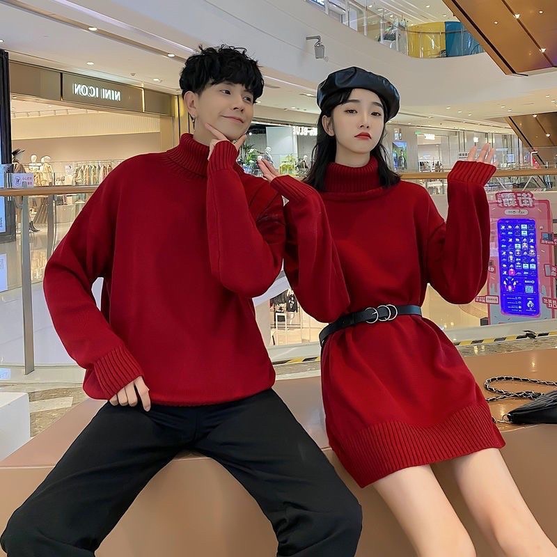 Áo len nam + váy len nữ đồ đôi couple + tặng kèm đai nữ  CÓ ẢNH THẬT