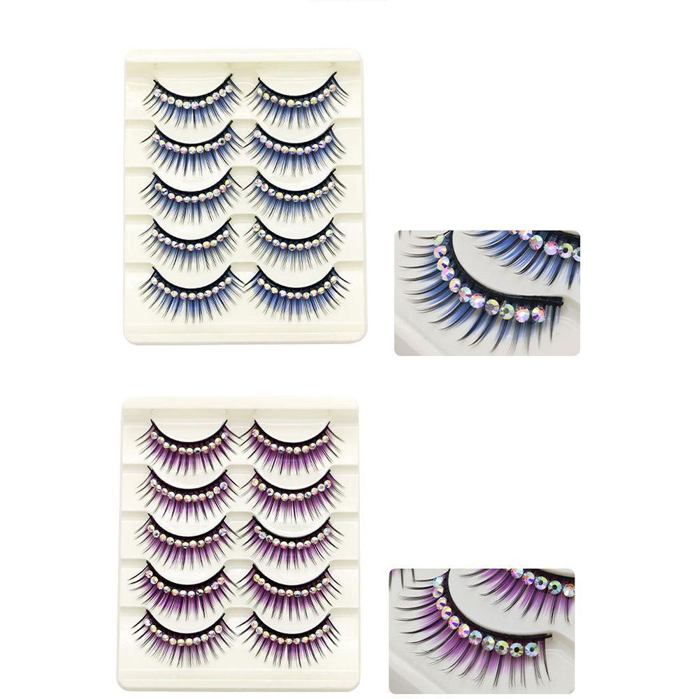 OCEANMAP Set 5 Cặp Lông Mi Giả Đính Đá Lấp Lánh Dành Cho Biểu Diễn Múa Hóa Trang