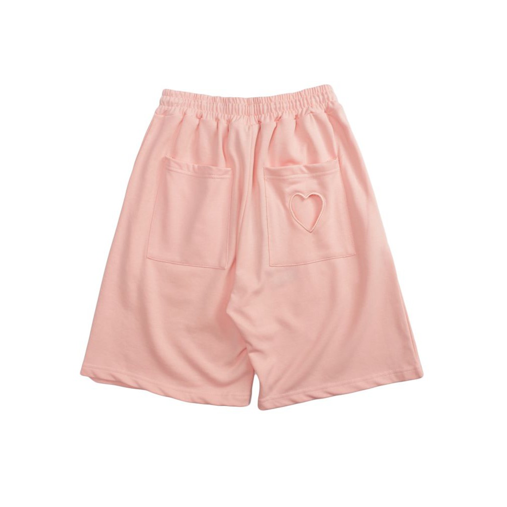 Quần short nỉ Hình Tim inner zk9767 nam nữ 4 màu Đen, Hồng, Xám, Trắng