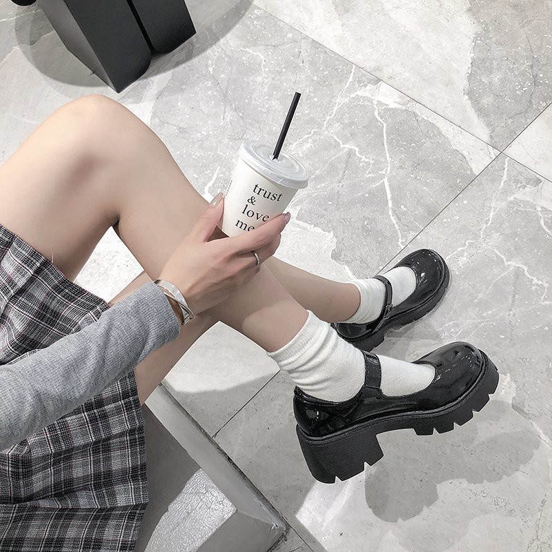 Giày nữ phong cách Lolita đế đinh cao 6 cm phong cách Jennie )