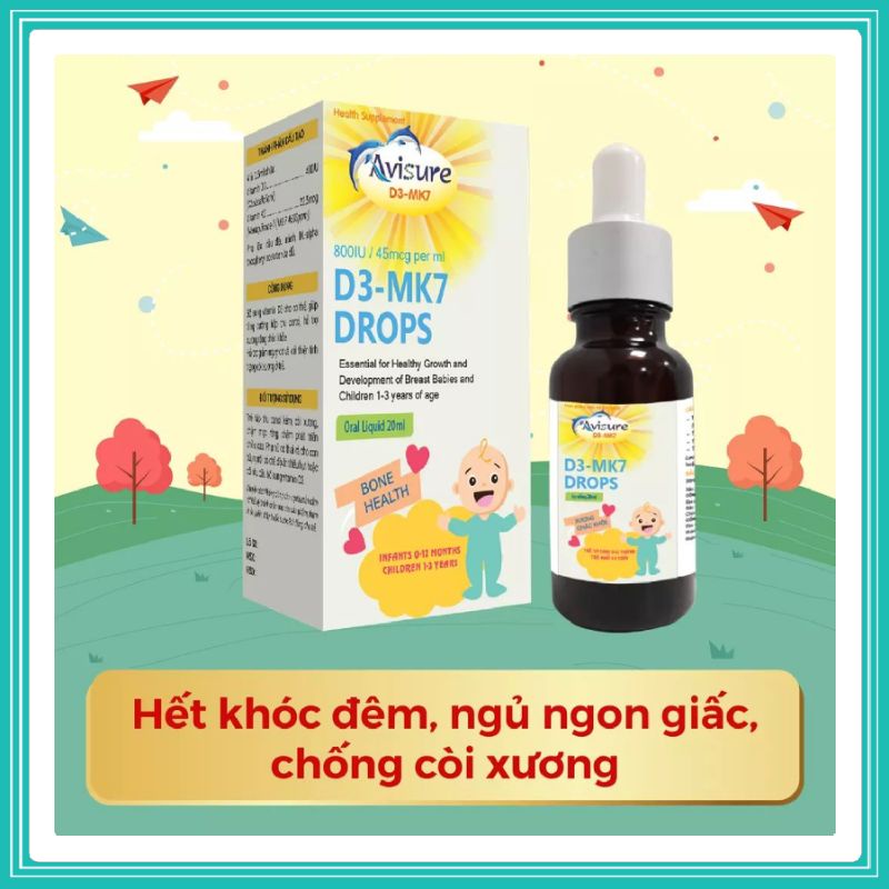 Avisure D3 - MK7 Drops - bổ sung vitamin D3 và K2 giúp bé cao lớn vượt trội