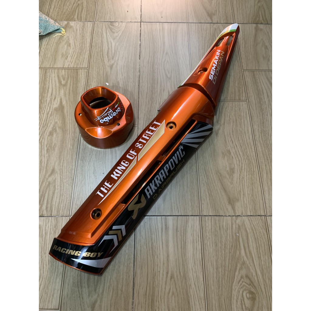 Ốp pô và chụp đích pô xe exciter 150 mẫu mới màu cam