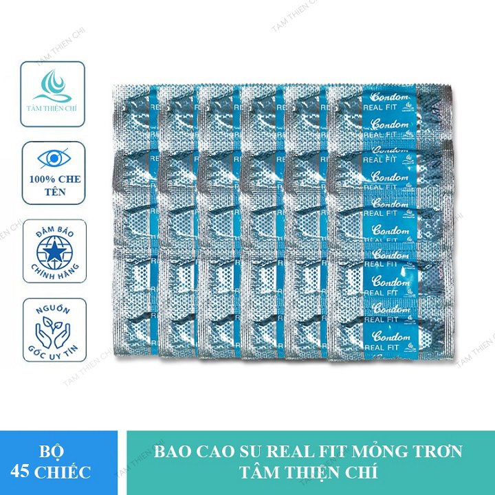 Bao cao su Tâm Thiện Chí Real Fit size nhỏ túi 45 cái