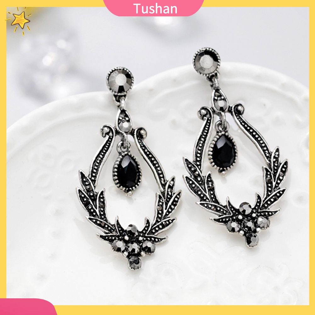 Khuyên tai hình chiếc đá đính đá quý kiểu dáng cổ điển sang trọng cho nữ