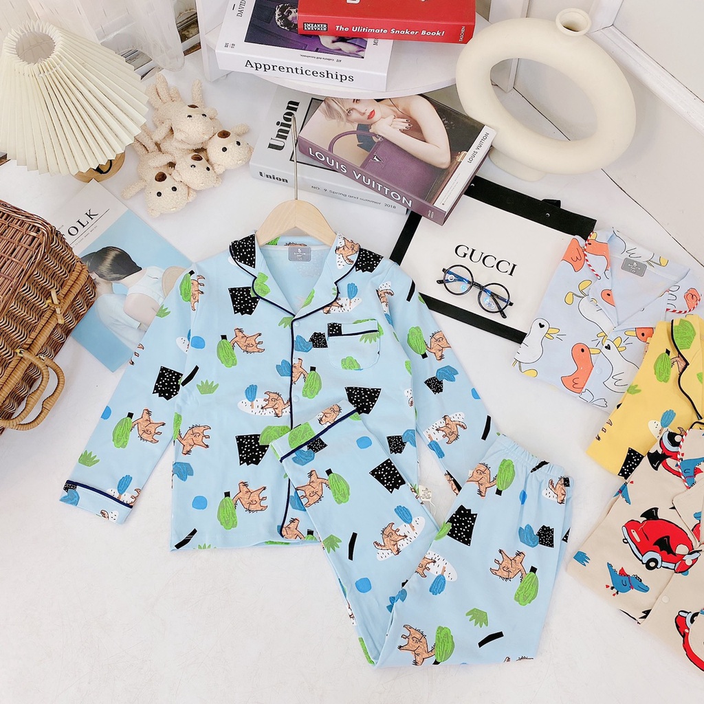 bộ pỵjama  dài tay chất coton hàn cho bé