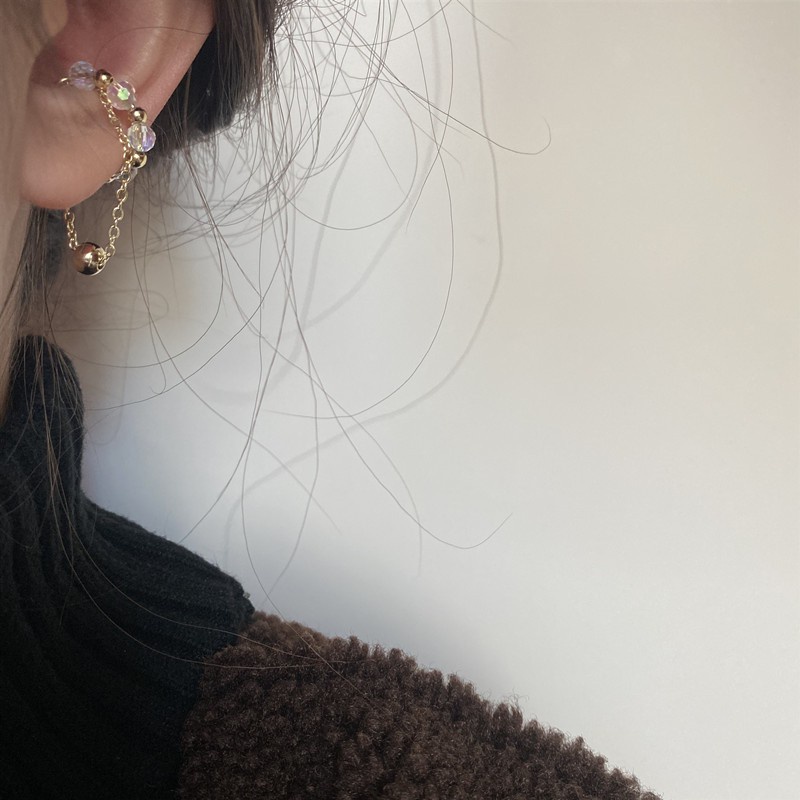 Khuyên tai chuỗi hạt tròn trong suốt đơn giản cá tính thời trang mùa hè F293