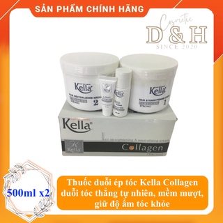Kem duỗi ép tóc Kella Collagen 500ml duỗi tóc thẳng tự nhiên, mềm mượt