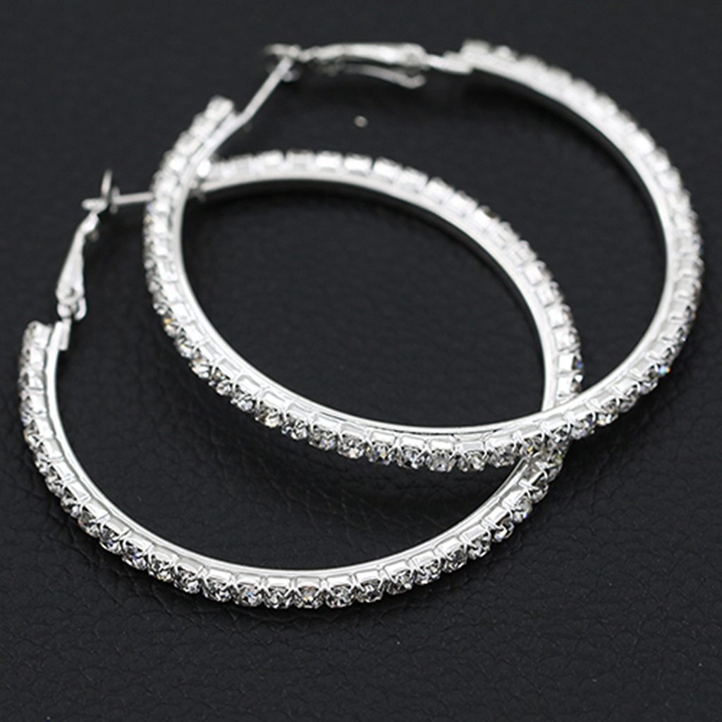 Cặp khuyên tai dạng vòng đính đá nhân tạo thời trang cho nữ