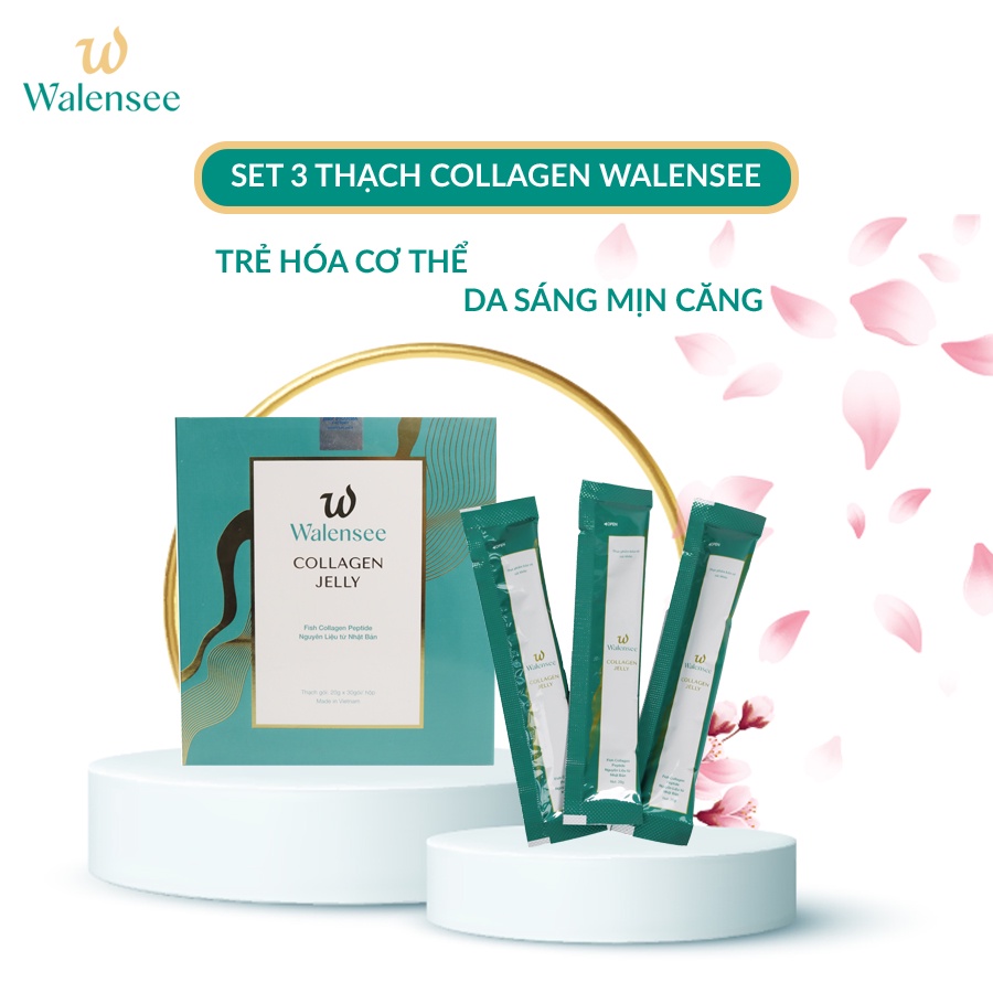 Set 3 gói thạch collagen Walensee dưỡng trắng, thành phần tự nhiên phục hồi da, ngừa lão hóa