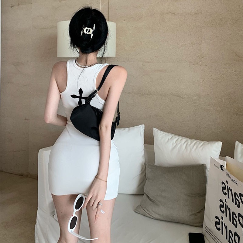 COZOK Đầm Không Tay Họa Tiết In Kiểu Dáng Đơn Giản Hợp Thời Trang