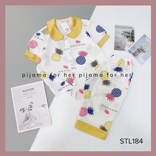 Đồ Mặc Nhà Pijama Cổ Sen Tiểu Thư Pizam Cộc Lửng Lụa Mango