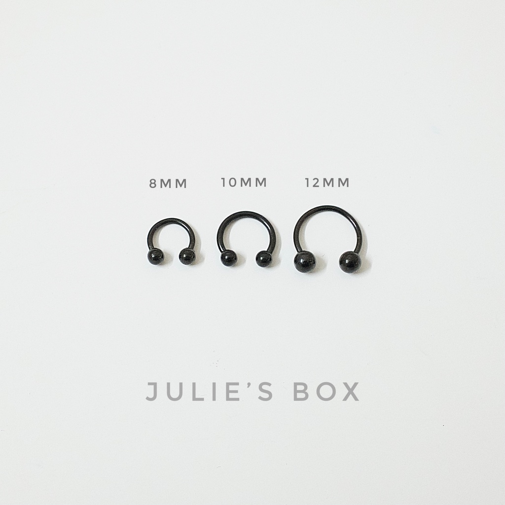 [ 1 Chiếc] Khuyên Tai Bông Tai Chữ U 2 Đầu Bi Tròn Nhiều Size Màu Đen Thép Y Tế Titan Thép Không Gỉ Cá Tính Phong Cách