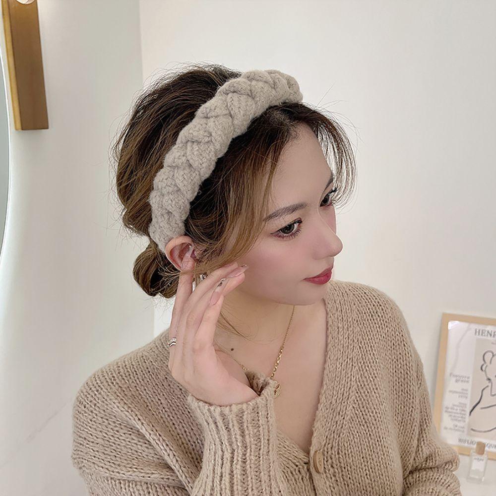 Băng Đô Len Màu Trơn Dễ Thương Dành Cho Nữ Rửa Mặt