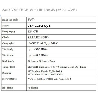 Ổ cứng SSD VSPTECH 128G 860G QVE