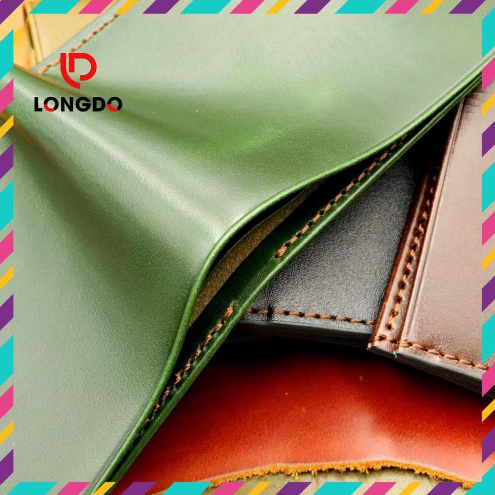 Ví Da Bò Nam Handmade Màu Xanh Lá - Cam Kết 100% Da Bò Thật