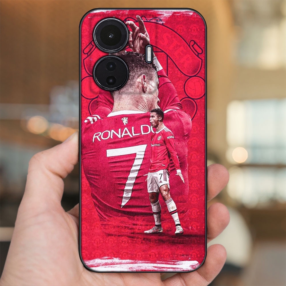 Ốp lưng Vivo S15e viền đen in hình Cristiano Ronaldo MU Manchester United CR7