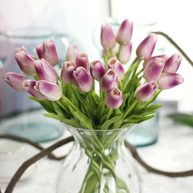 Mới Bó Hoa Tulip Giả Trang Trí Tiệc Cưới