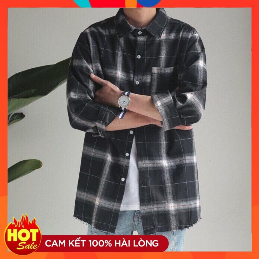 Áo Sơ Mi Nam Dài Tay Phối Caro HQ2366 💖Freeship💖 Thời Trang Mixupshop Chất Kate Mềm Mịn,Thoáng Mát