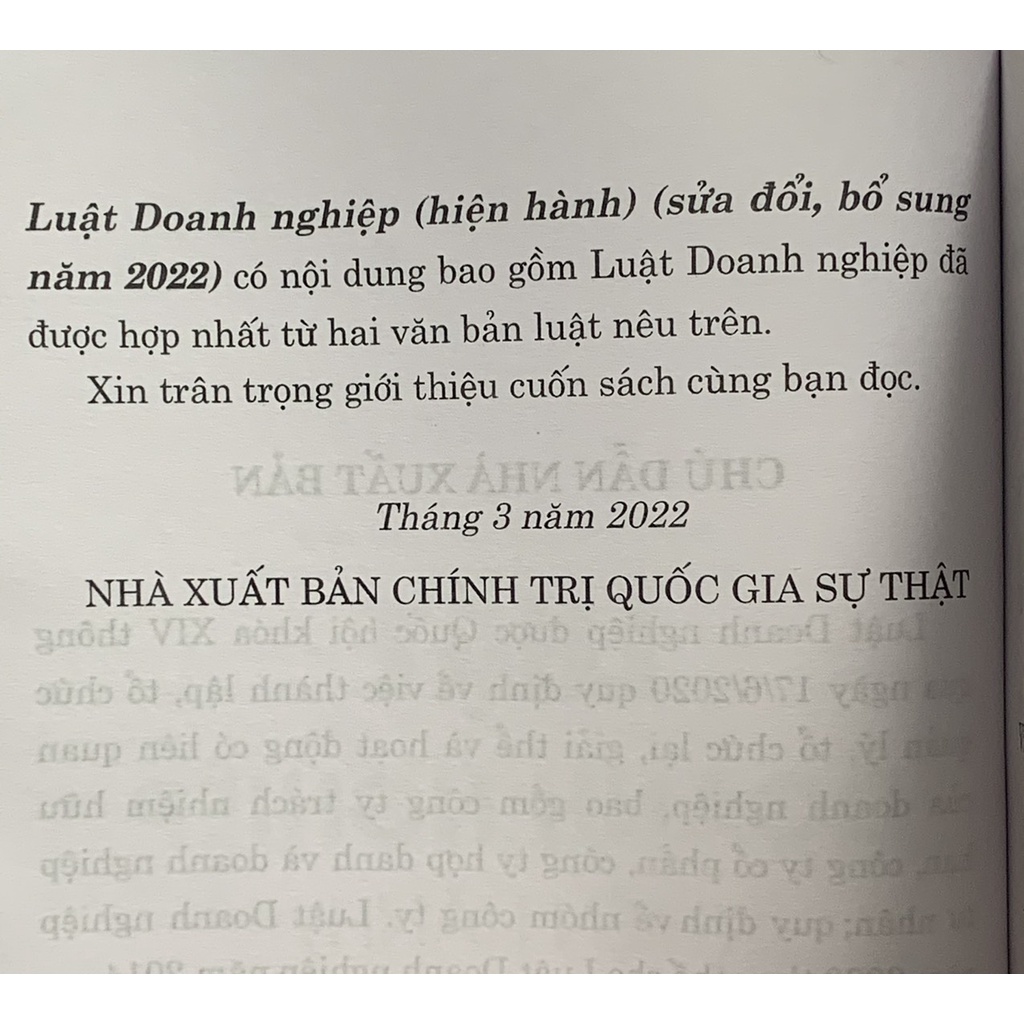 Sách -Luật Doanh nghiệp (hiện hành) (sửa đổi, bổ sung năm 2022)
