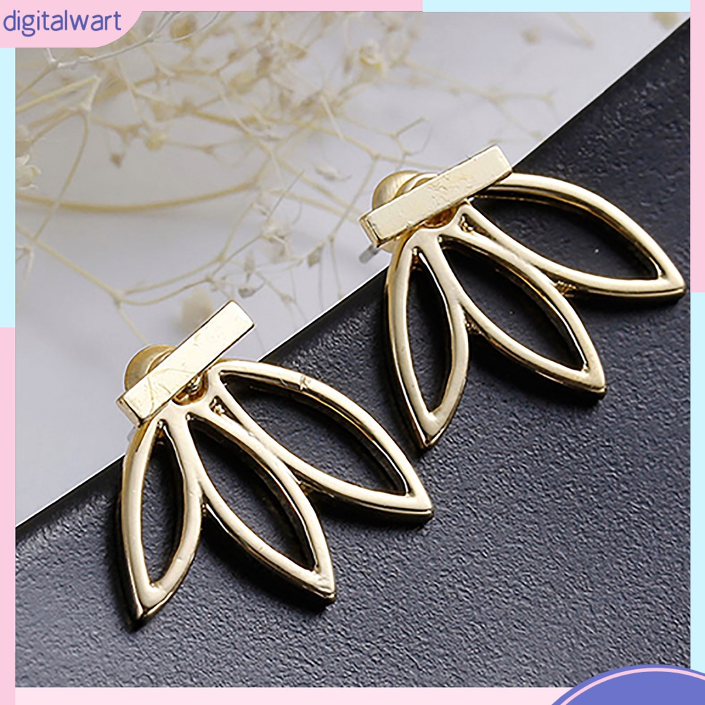 Cặp khuyên tai 2 mặt thiết kế hình cánh hoa sen sang trọng cá tính dành cho nữ