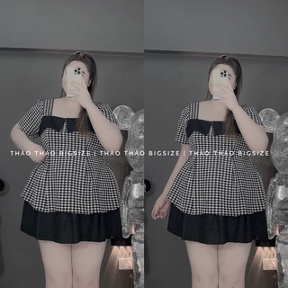 Set áo ziczac và chân váy xếp ly bigsize - múp bigsize 60-100kg
