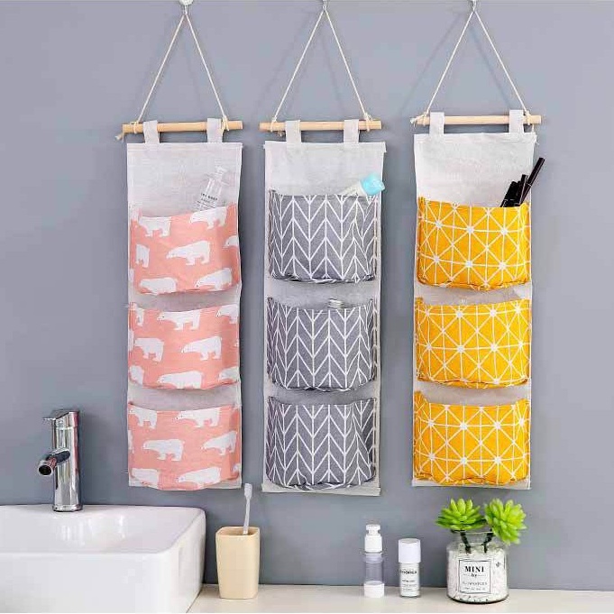 Túi vải treo tường 3 tầng đựng đồ đa năng tiện ích