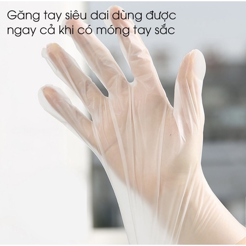 ( Hộp 100 cái ) Găng tay VictoriaBay găng tay cao su làm bếp vệ sinh siêu dai chất liệu TPE không mùi