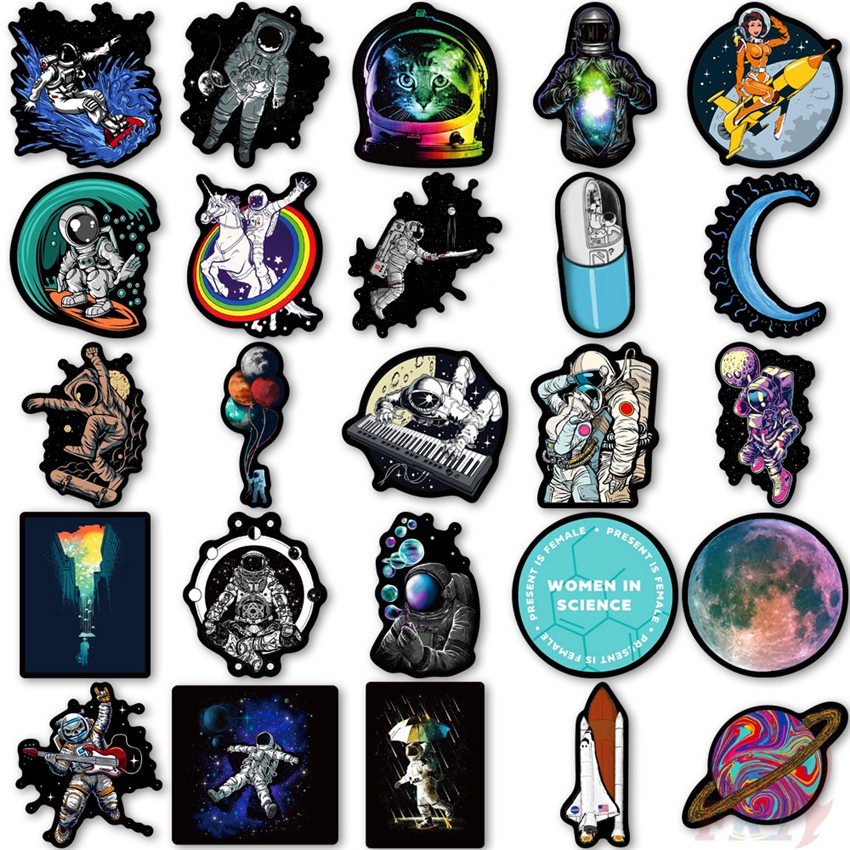 ❉ Outer Space Series 01 Classical Black &amp; White Stickers ❉ 50Pcs/Set DIY Fashion Waterproof Mixed Doodle Decals Stic