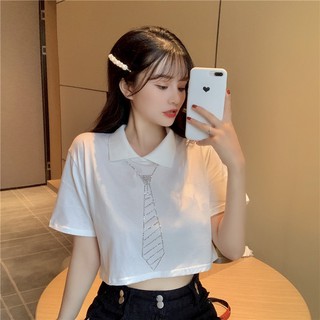 Áo croptop có cổ style Hàn Quốc