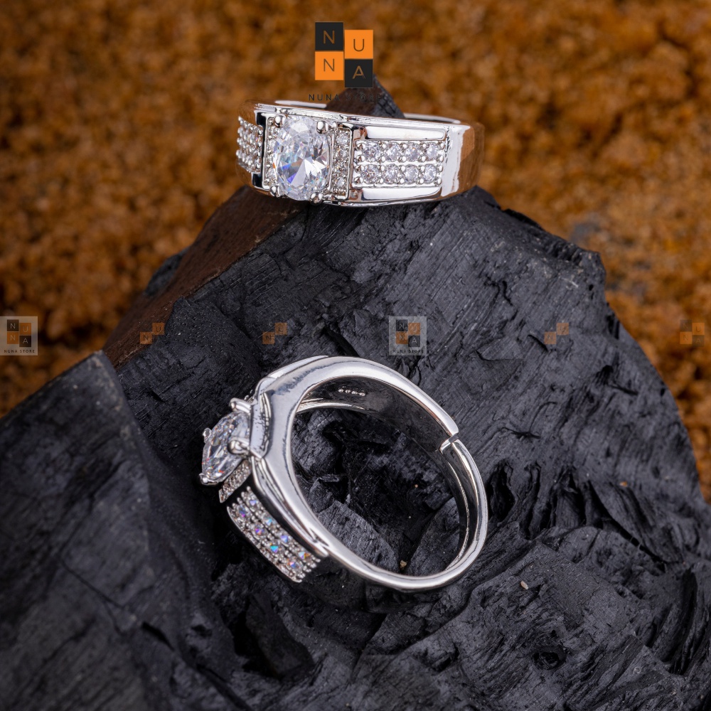 Nhẫn nam gắn đá nhân tạo nhẫn bạc 925 thời trang DN1112