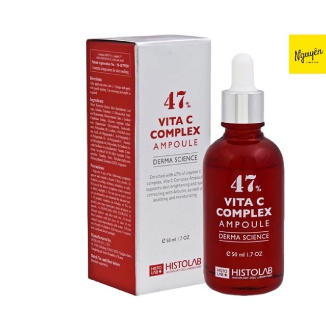 TINH CHẤT DƯỠNG TRẮNG, MỜ THÂM, SE LỖ CHÂN LÔNG HISTOLAB 47% VITA C