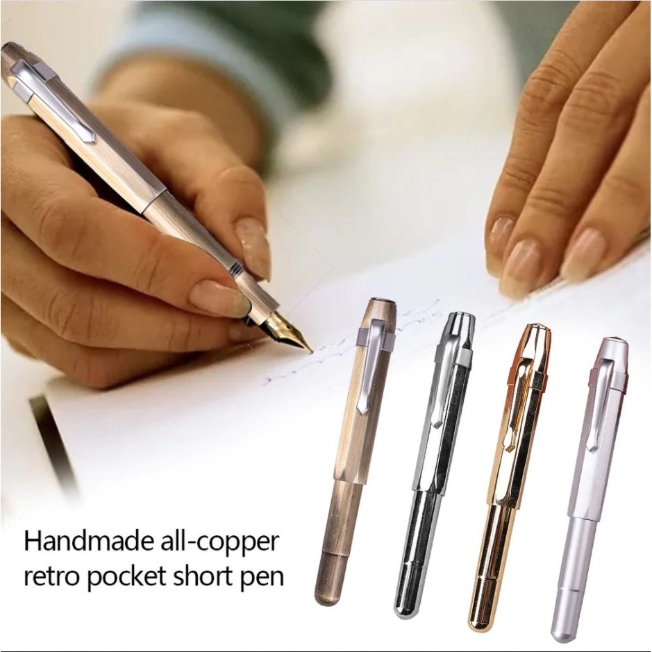 Bút máy thân đồng Brass Pocket  Copper Handmade Pen 0.5/1.0mm