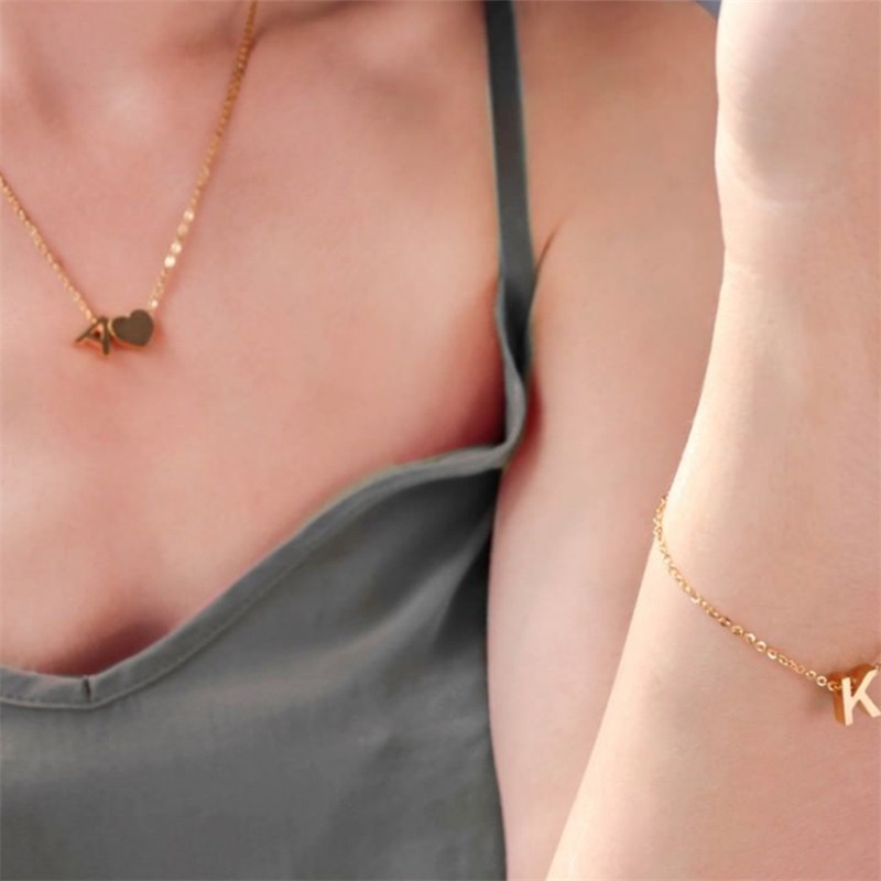 Vòng cổ Hợp Kim Mặt Hình Trái Tim Và Chữ Cái Thời Trang Dành Cho Nữ