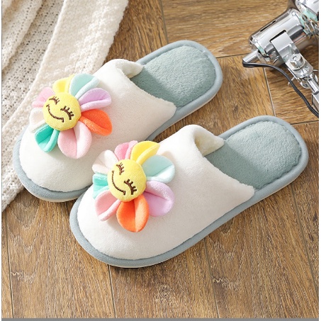 Dép Bông Mềm Giữ Ấm Chân Hình Bông Hoa Nhiều Màu Sắc - Dép Mang Trong Nhà Chống Trơn Trượt Dành Cho Nữ