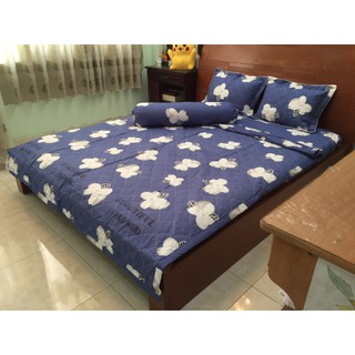 Bộ Chăn Ga Gối Cotton Poly hoa 1m8x2mx10cm nhiều mẫu