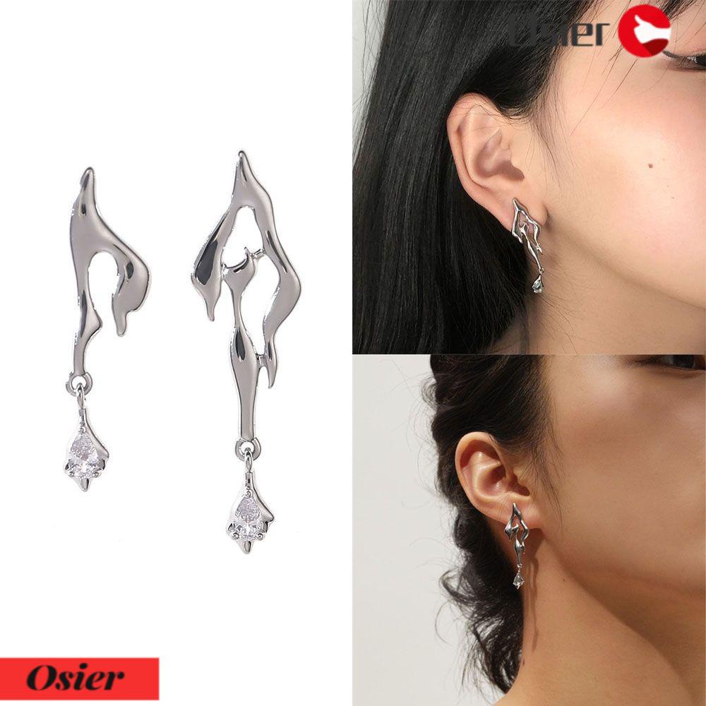 Bông Tai Kim Loại Dạng Lỏng Bất Đối Xứng 1 Thời Trang 202