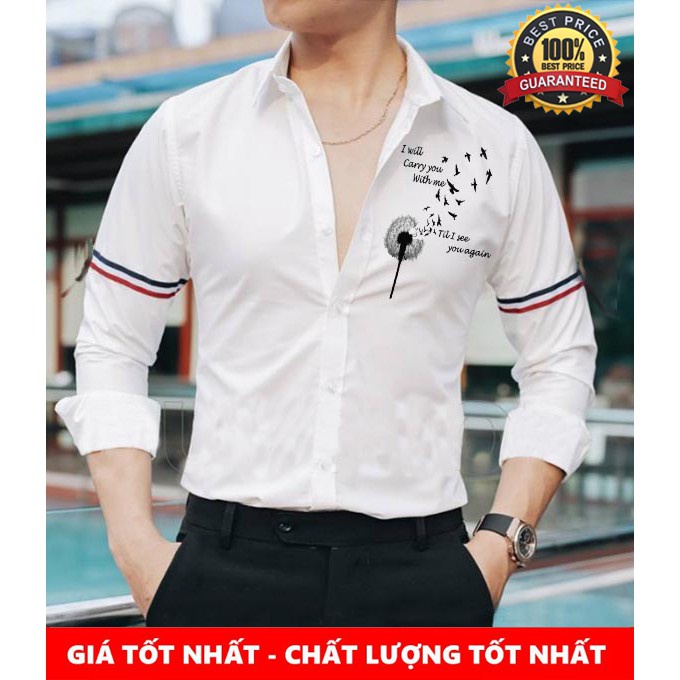 Áo Sơ Mi Nam Phối Viền Họa Tiết Bồ Công Anh Cao Cấp | Hàng Hot SL Có Hạn (Ảnh thật)